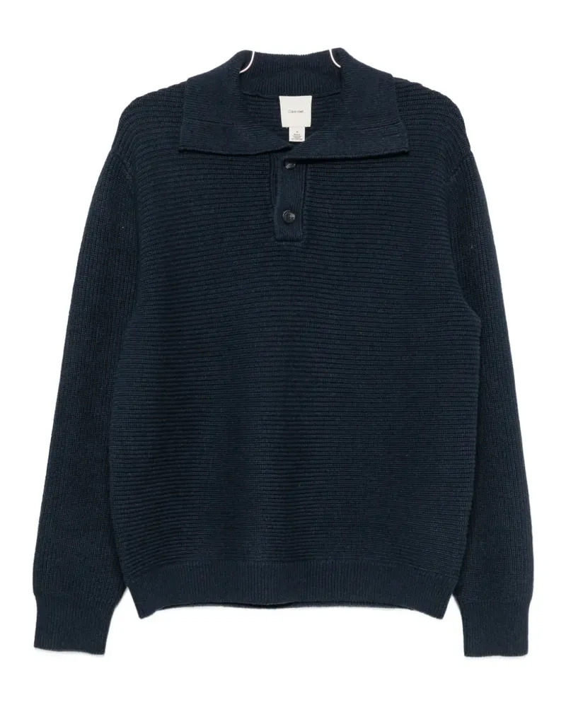 Calvin Klein ribbed-knit polo sweater - Blau Blau