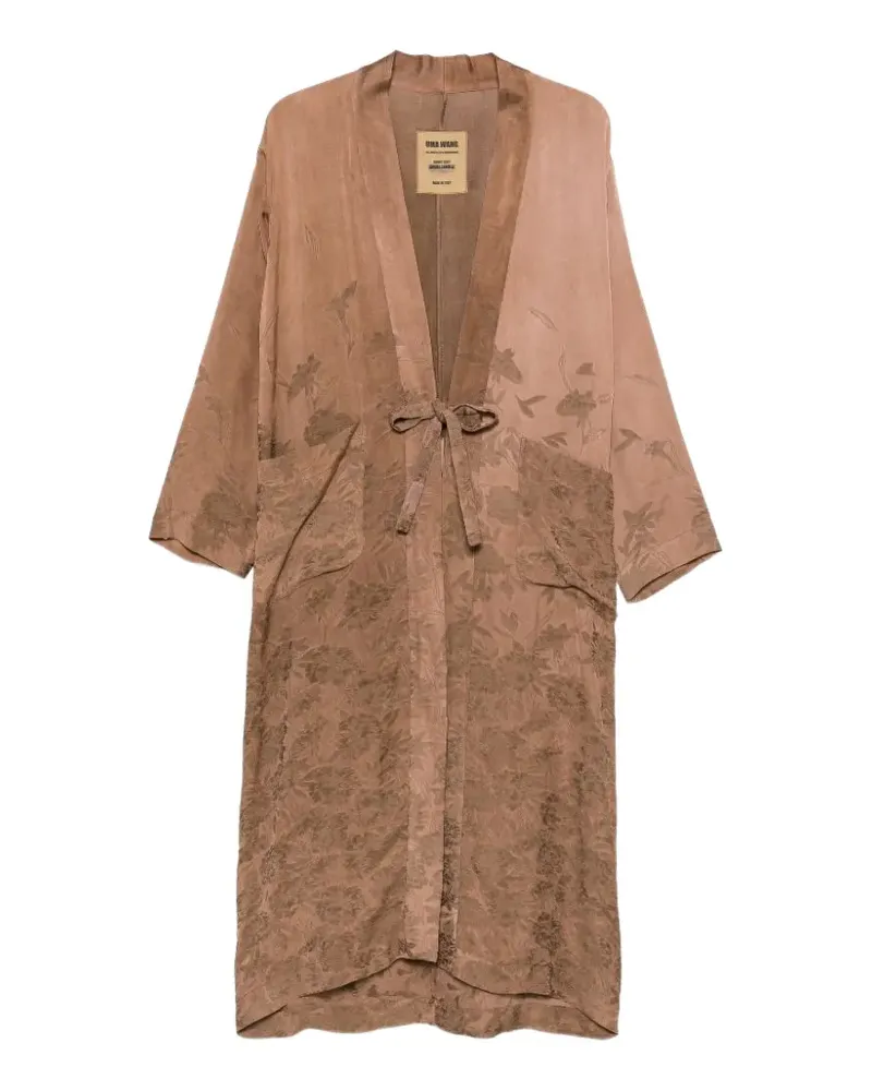 Uma Wang floral-jacquard tie-fastening coat - Braun Braun