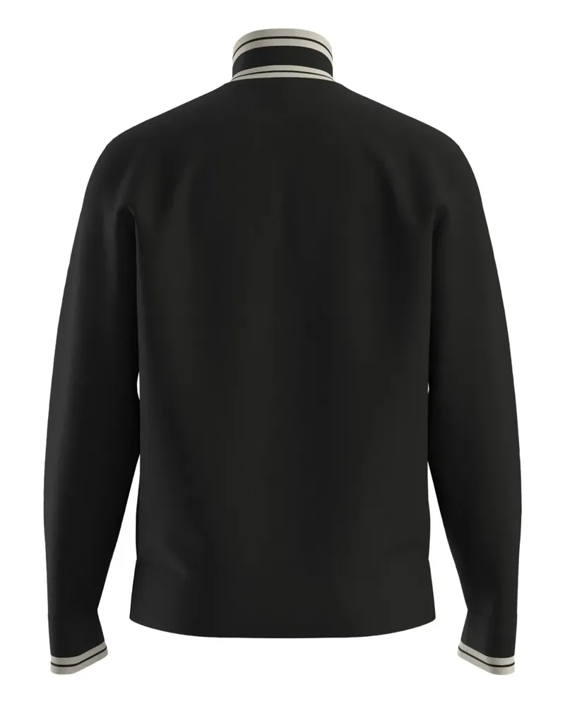 HUGO BOSS Reißverschluss-Pullover mit gestreiftem Kragen - Schwarz Schwarz