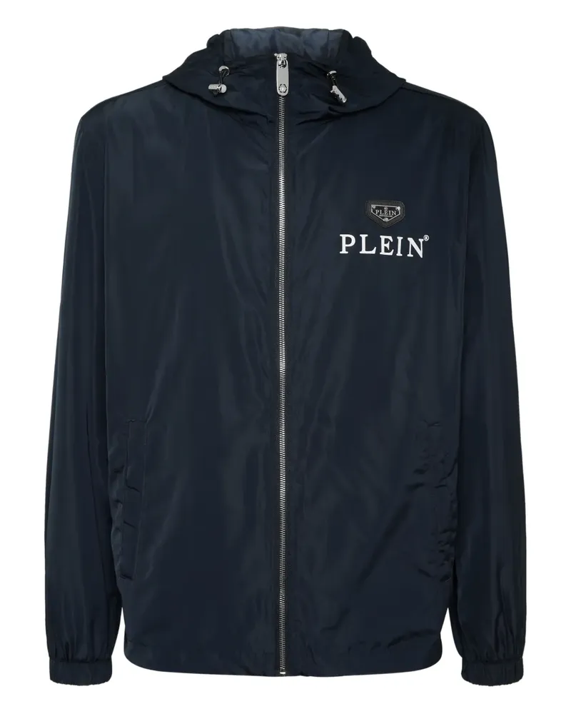Philipp Plein Kapuzenjacke mit Logo-Schild - Blau Blau