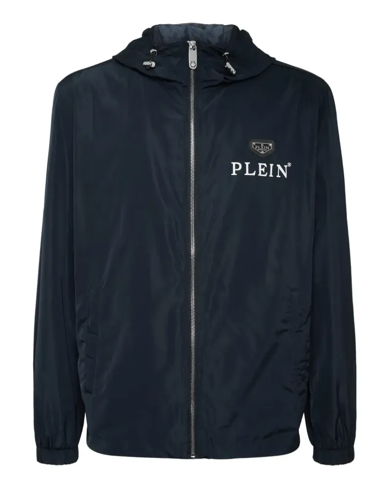 Philipp Plein Kapuzenjacke mit Logo-Schild - Blau Blau