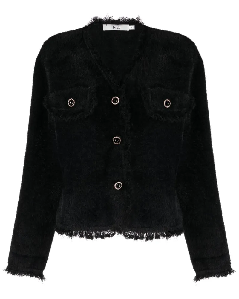 b+ab Gebürsteter Cardigan mit V-Ausschnitt - Schwarz Schwarz