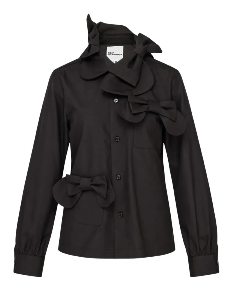 Noir Kei Ninomiya bow-embellished ruffled shirt - Schwarz Schwarz