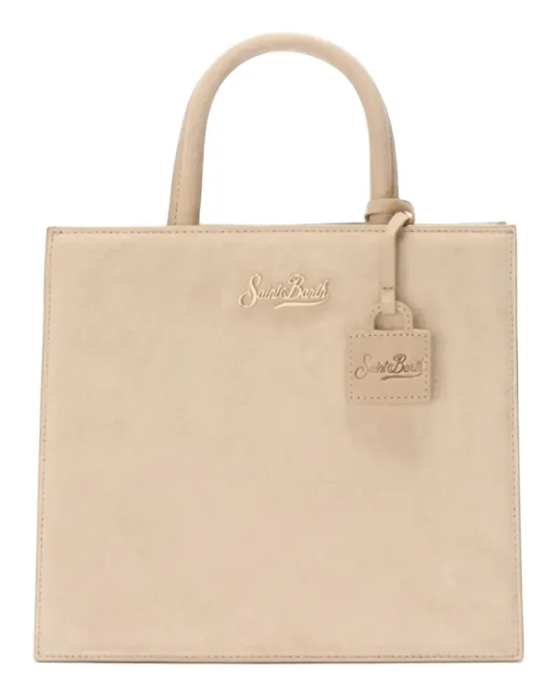 MC2 Saint Barth Mittelgroße Shop Bag aus Wildleder mit Logo-Schild aus Metall - Nude Nude