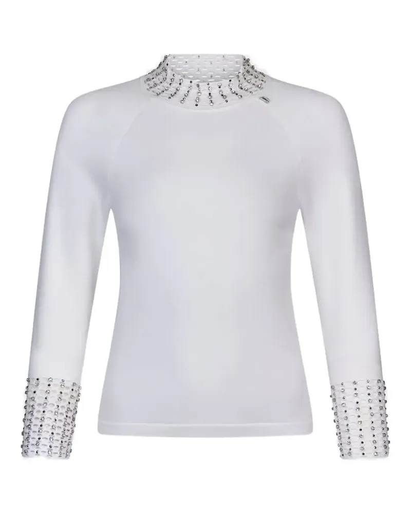 Liu Jo Cut-Out-Pullover mit Schmucksteinen - Weiß Weiß