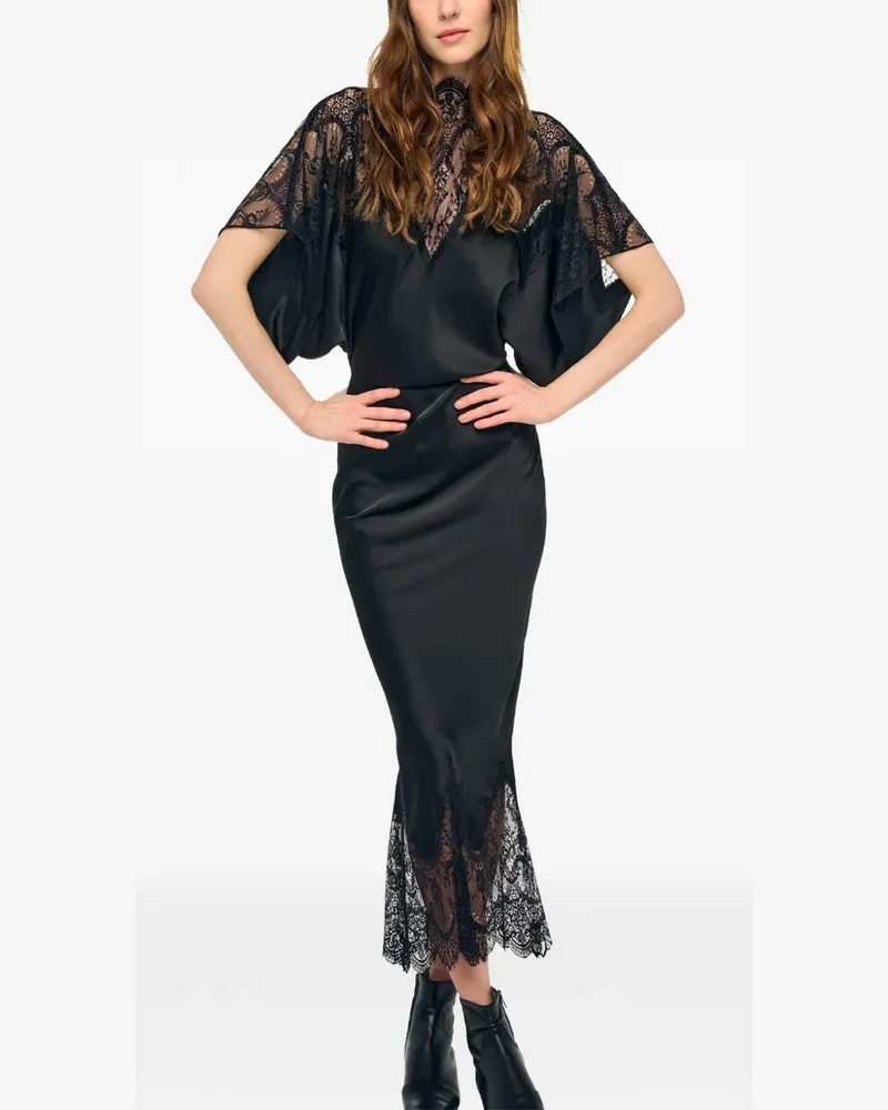 Norma Kamali Reverse Obie Maxikleid mit Spitzenbesatz - Schwarz Schwarz