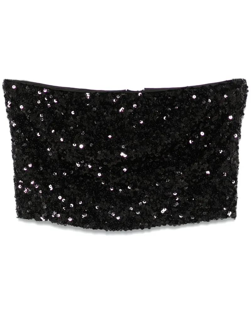 ROTATE Birger Christensen Cropped-Top mit Pailletten - Schwarz Schwarz