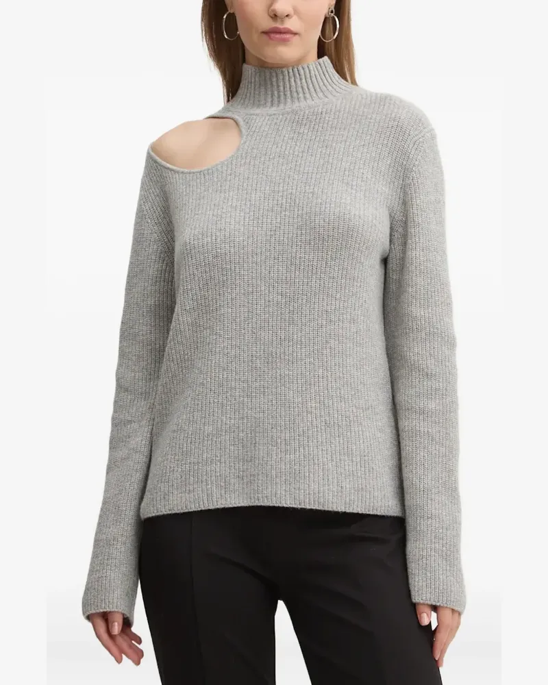 HUGO BOSS Rollkragenpullover mit Cut-Out - Grau Grau