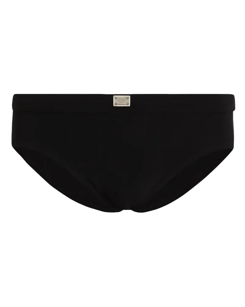 Dolce & Gabbana Badehose mit Logo-Schild - Schwarz Schwarz