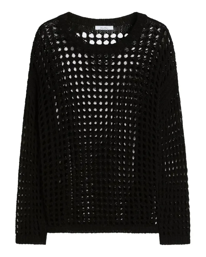Max Mara FEBE Pullover mit Lochstrickmuster - Schwarz Schwarz