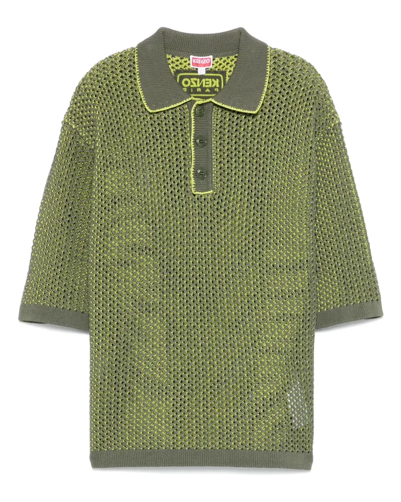 Kenzo Poloshirt mit Lochstrickmuster - Grün Grün