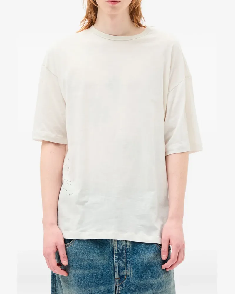 Ann Demeulemeester Dieter T-Shirt mit Slogan-Print - Weiß Weiß
