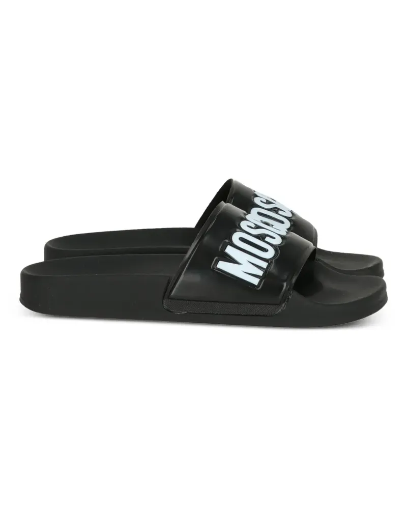 Moschino logo-lettering slides - Schwarz Schwarz