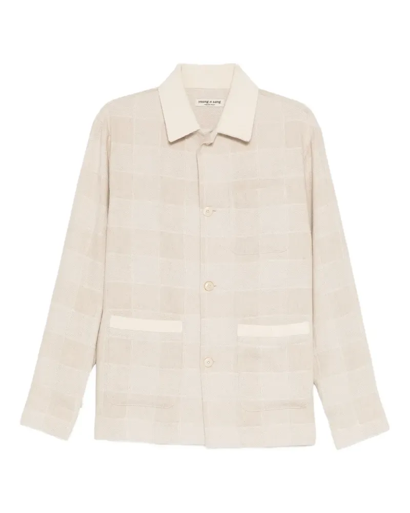 young n sang check-pattern patch-pocket jacket - Nude Nude