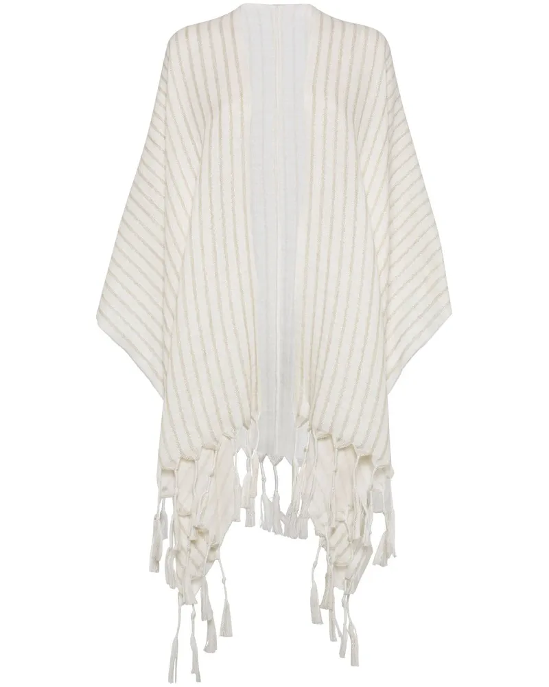 Brunello Cucinelli Gestreiftes Cape - Weiß Weiß