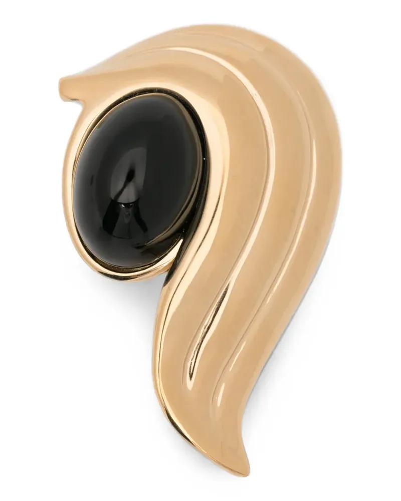 Ferragamo cabochon-embellished sculpted brooch - Gold Gold