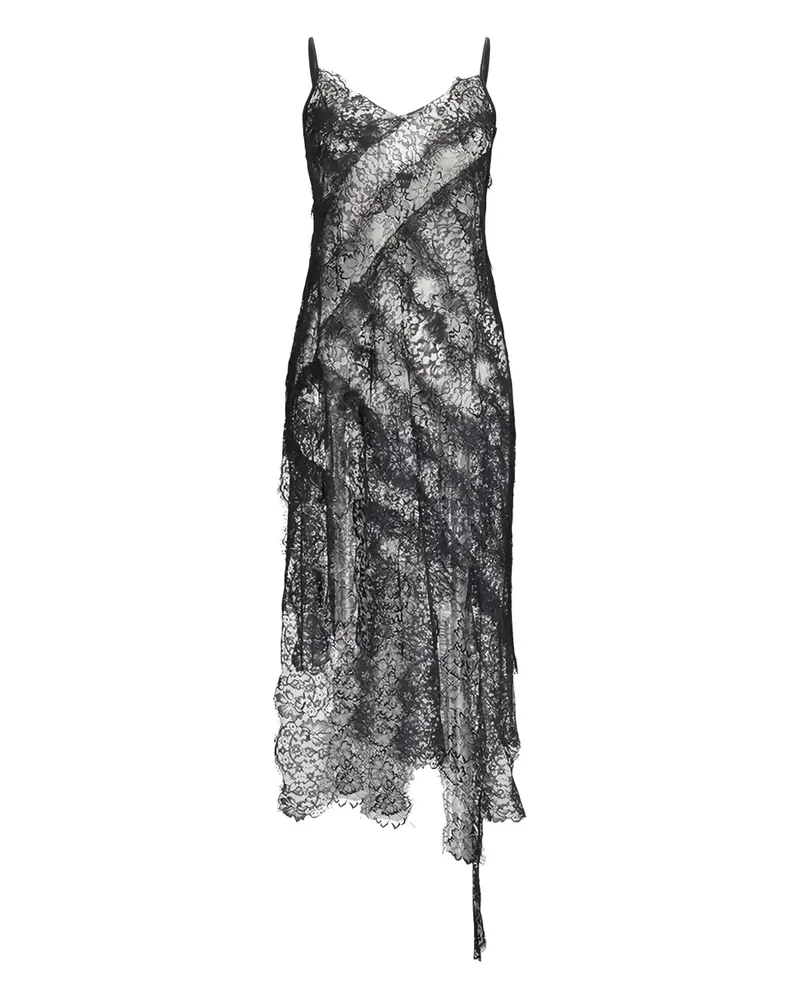 Retrofête Asymmetrisches Sabina Midikleid aus Spitze - Schwarz Schwarz