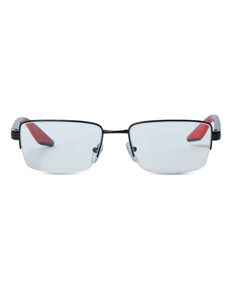 Prada Eckige Halbrandbrille - Schwarz Schwarz