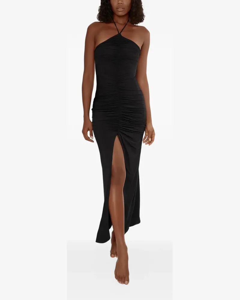 Maygel Coronel Marquesa ruched halterneck maxi dress - Schwarz Schwarz