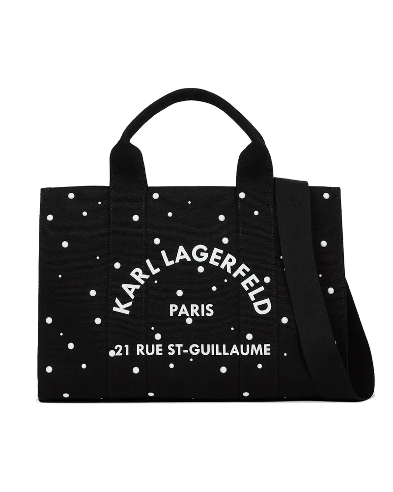 Karl Lagerfeld medium Rue St-Guillaume pearl-embellished cotton tote bag - Schwarz Schwarz