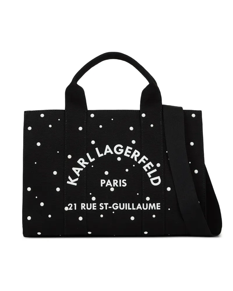 Karl Lagerfeld medium Rue St-Guillaume pearl-embellished cotton tote bag - Schwarz Schwarz