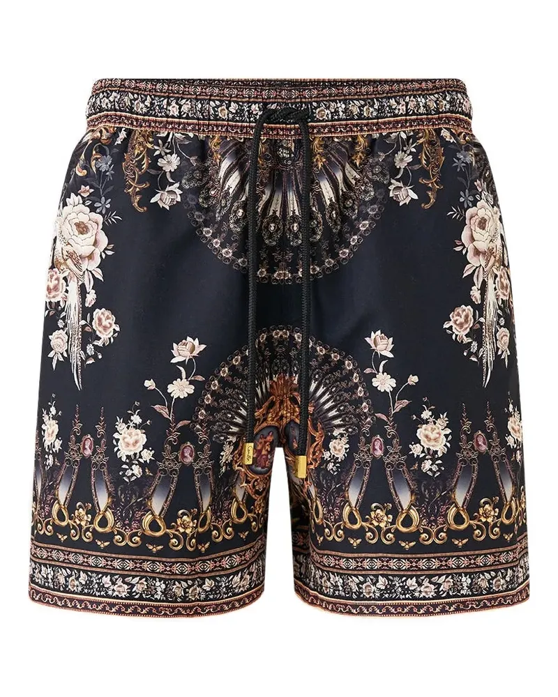 Camilla Flamenco Folklore elastic-waistband printed swim shorts - Schwarz Schwarz