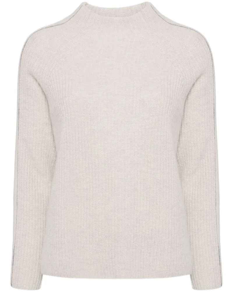 N.Peal Metal Pullover mit Stehkragen - Grau Grau
