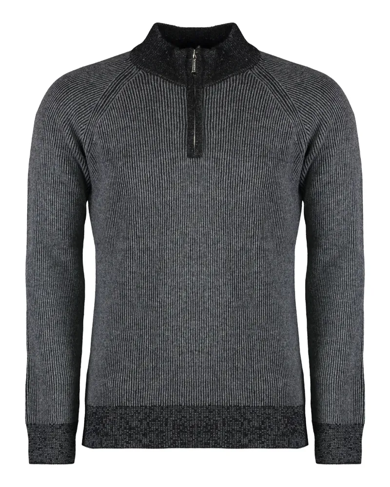 MOORER Gerippter Pullover - Grau Grau