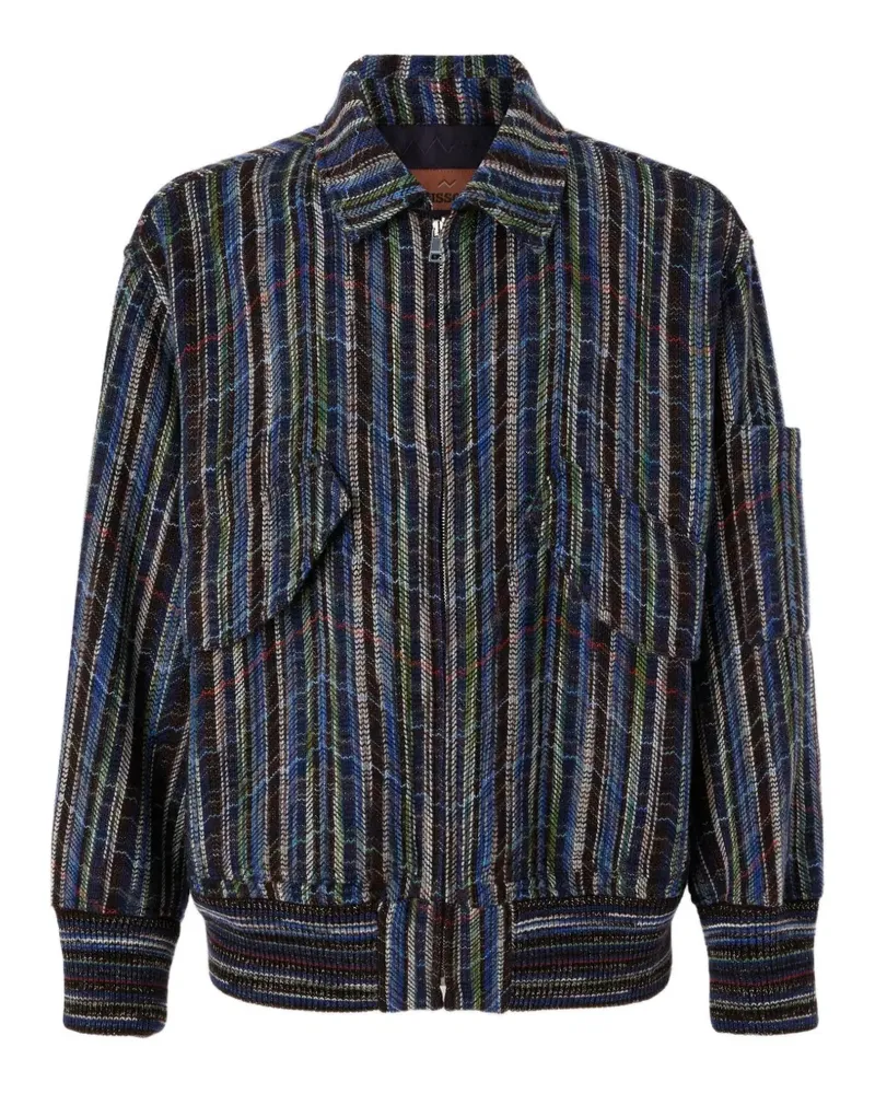 Missoni Zickzackstrick-Jacke mit Reißverschluss - Blau Blau