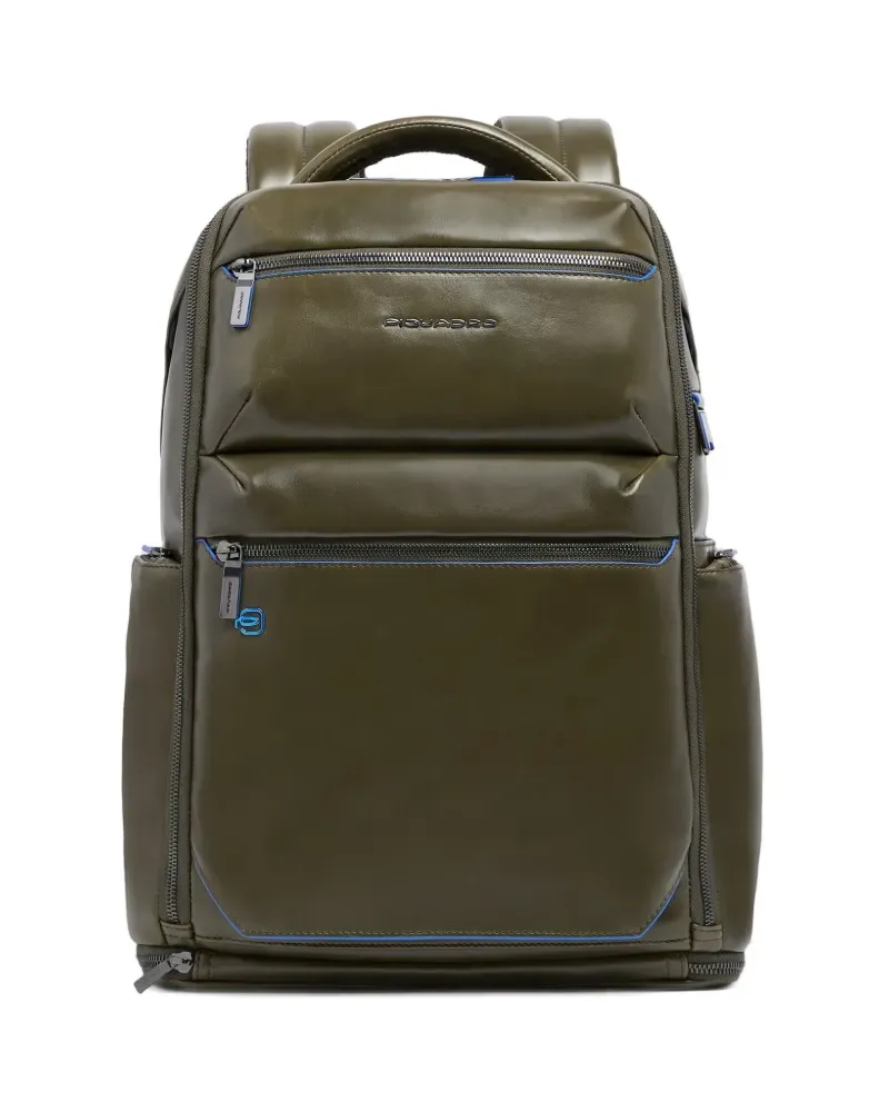 Piquadro Laptop-Rucksack mit Logo-Schild - Grün Grün