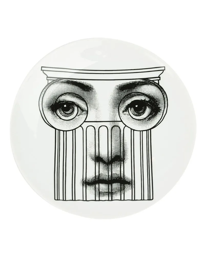 Fornasetti Teller mit Gesichts-Print Schwarz