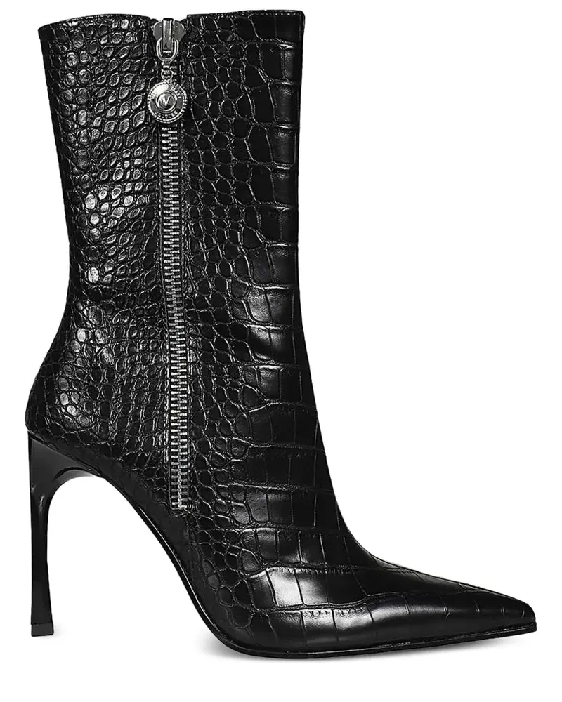 Versace Jeans Spitze Stiefel mit Kroko-Optik - Schwarz Schwarz