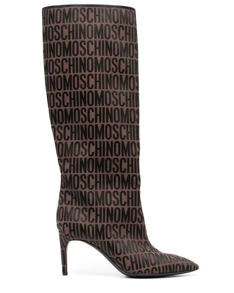 Moschino Stiefel mit Logo-Print Braun