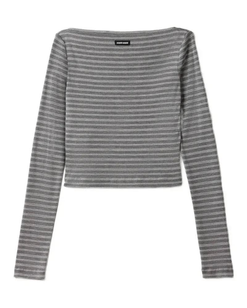 Miu Miu striped jersey top - Grau Grau