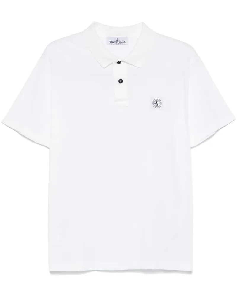 Stone Island Poloshirt mit Kompass-Patch - Weiß Weiß
