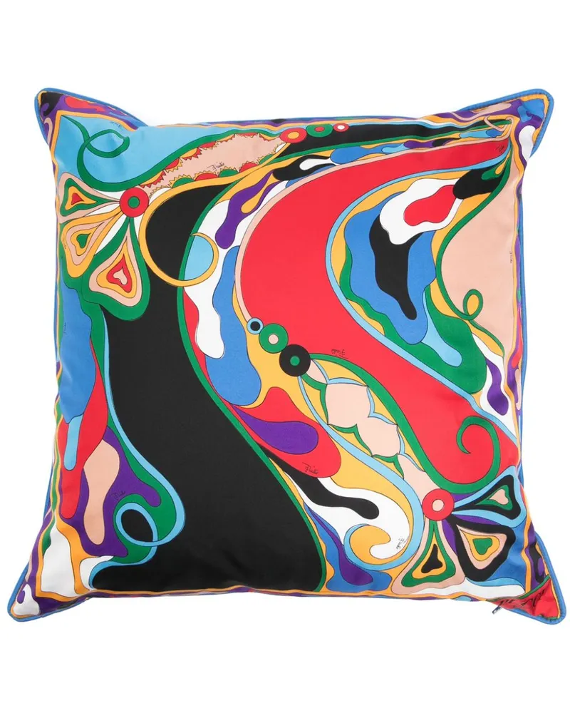 Emilio Pucci Kissen mit Orchidee and Iride-Print (52cm x 52cm) - Blau Blau