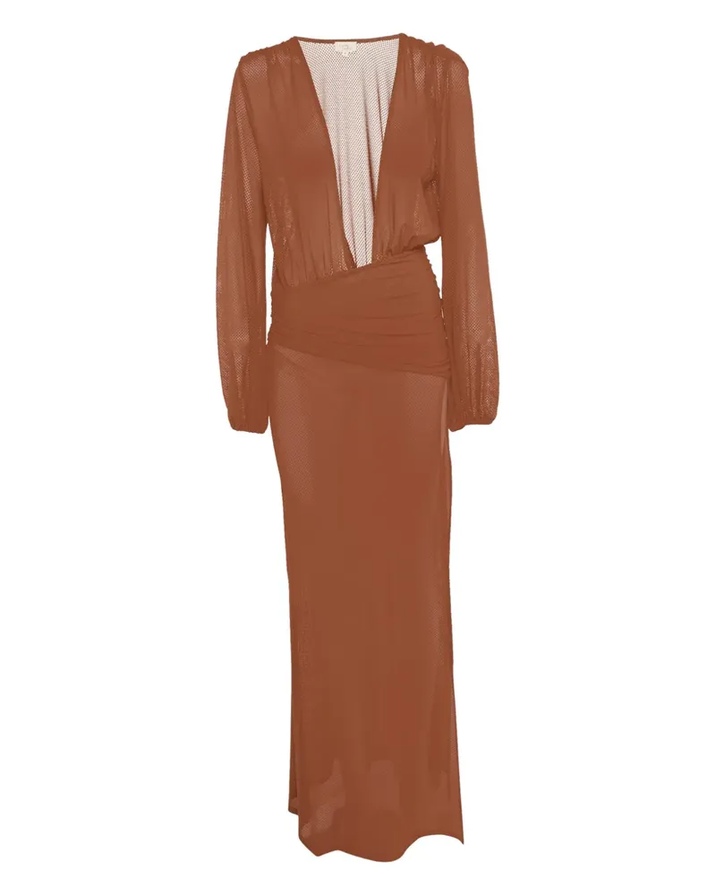 Camila Coelho Mesh-Kleid mit tiefem Ausschnitt - Braun Braun