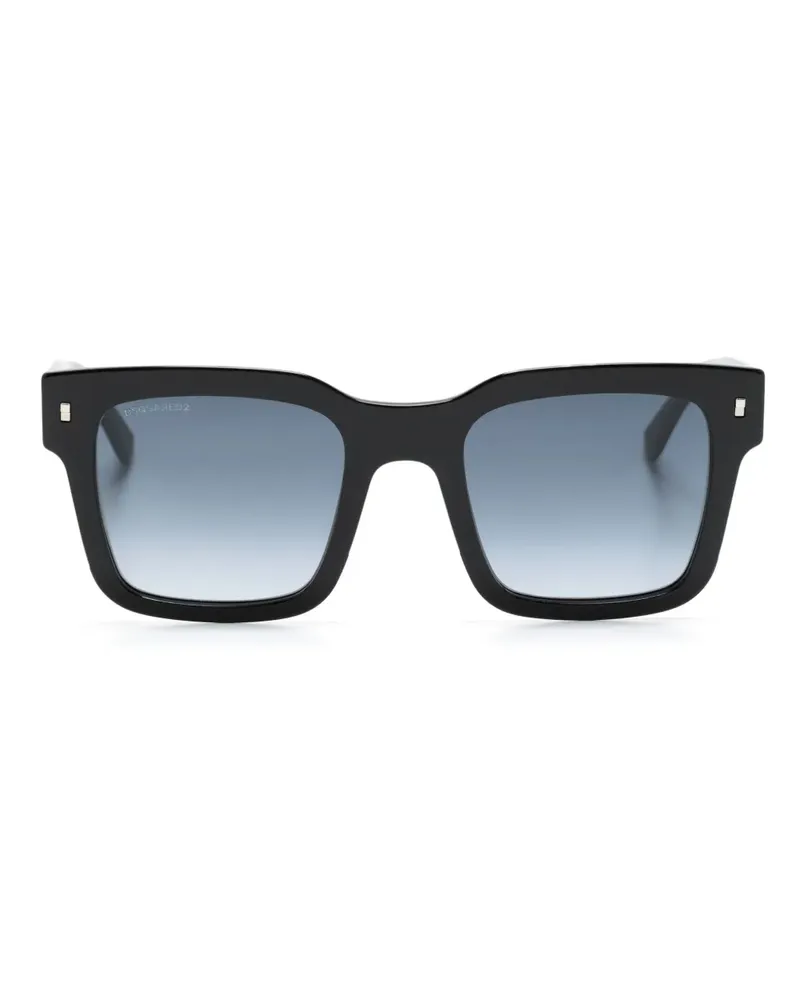 Dsquared2 Eckige Sonnenbrille mit Logo-Schild - Schwarz Schwarz