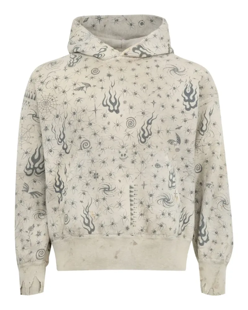 SAINT MXXXXXX Hoodie in Distressed-Optik - Nude Nude