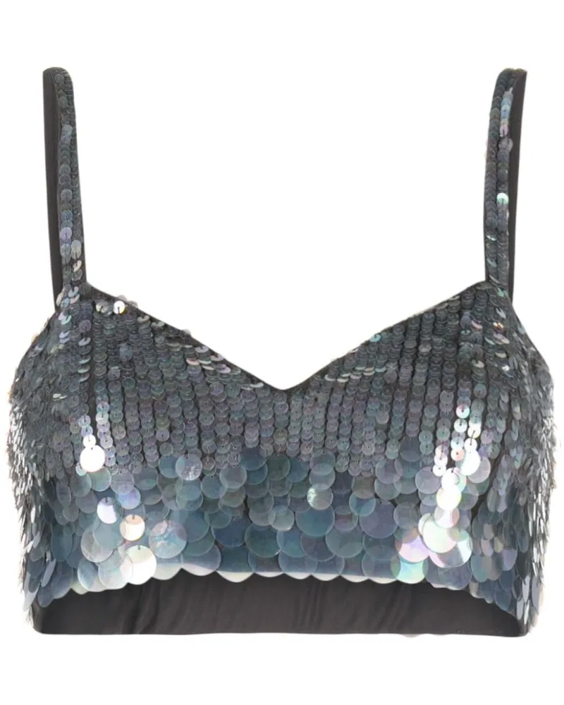 P.A.R.O.S.H. Cropped-Top mit Pailletten - Blau Blau