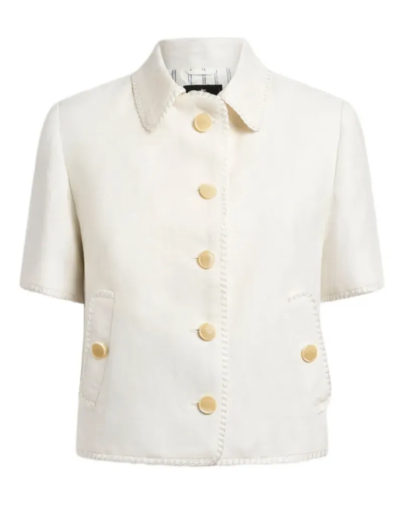 Etro Pegaso-buttons short-sleeve cropped jacket - Nude Nude