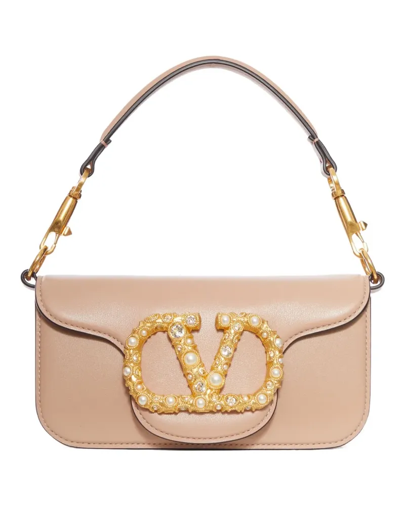 Valentino Garavani VLogo Schultertasche mit Perlenverzierung - Nude Nude