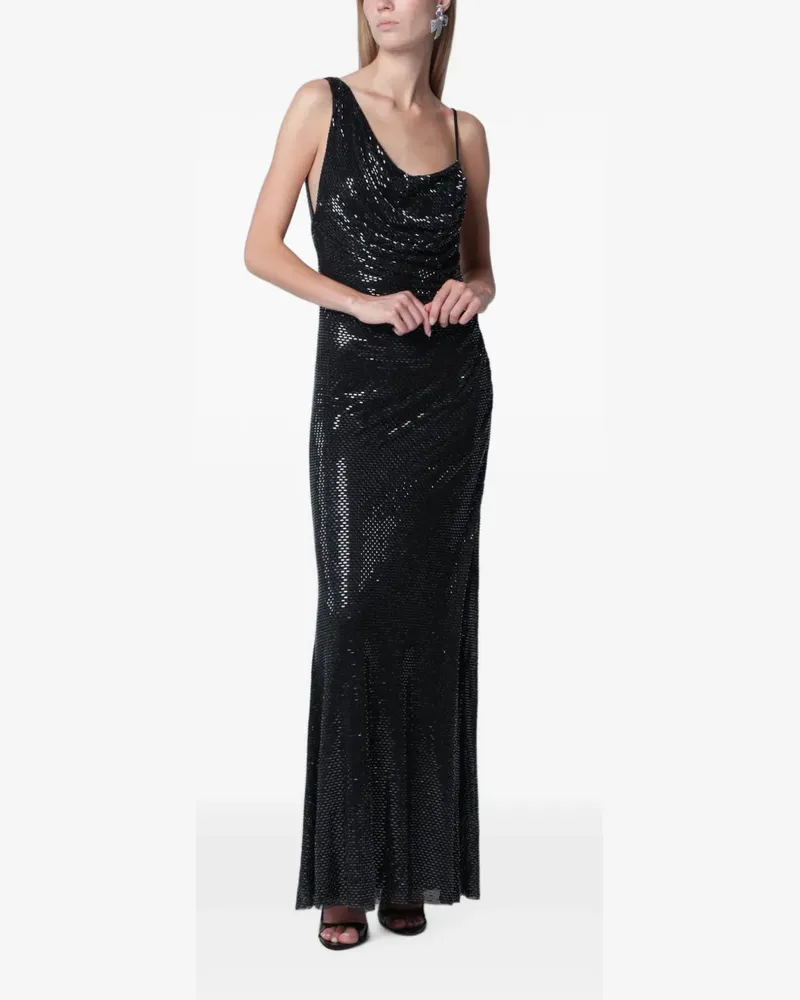 Self-Portrait rhinestone-embellished draped maxi dress - Schwarz Schwarz