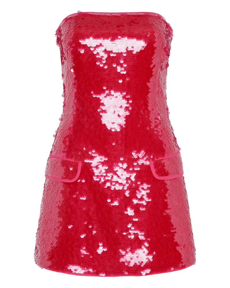 Paris Georgia Schulterfreies Mermaid Minikleid mit Pailletten - Rot Rot