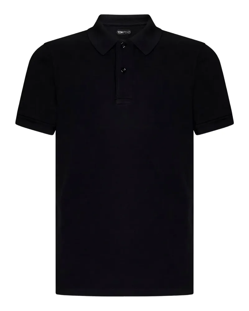 Tom Ford Geripptes Poloshirt mit zwei Knöpfen - Schwarz Schwarz