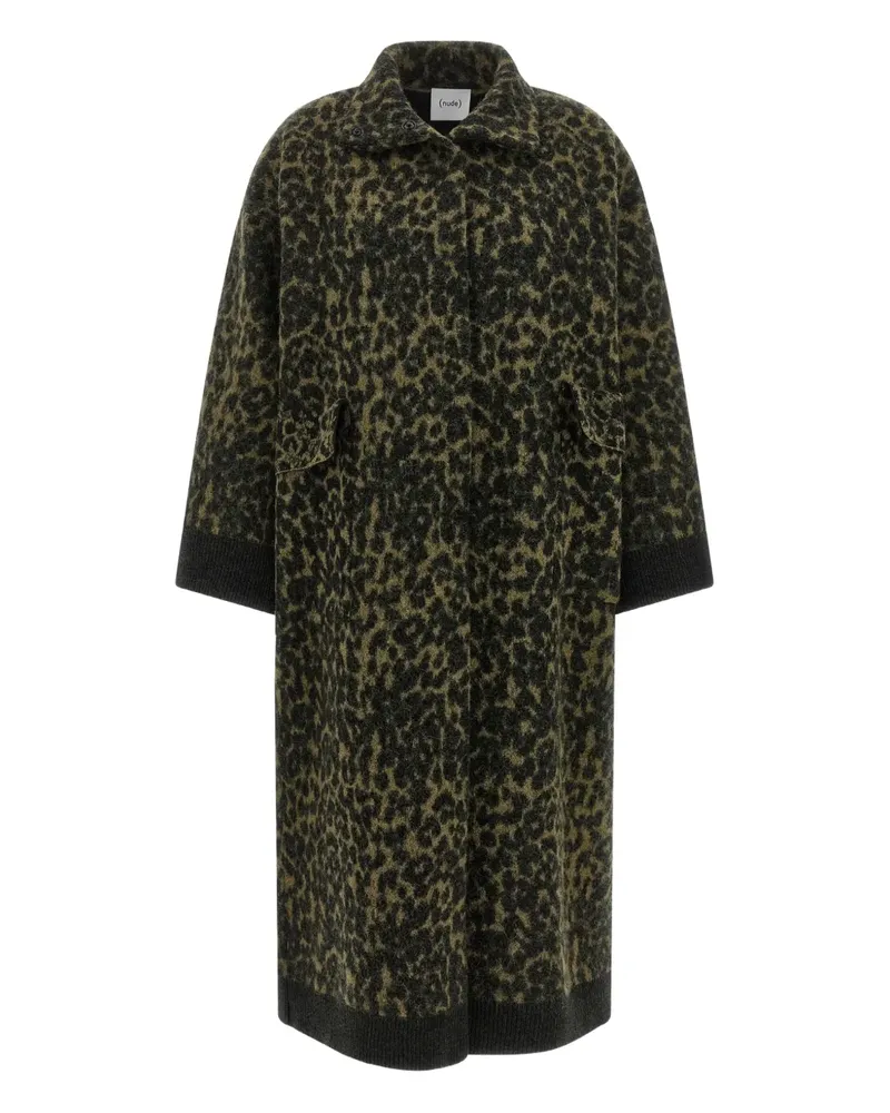 NUDE Animalier high-neck coat - Grün Grün