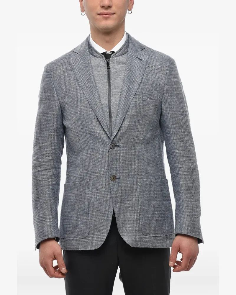 Corneliani linen-blend chest-piece blazer - Blau Blau