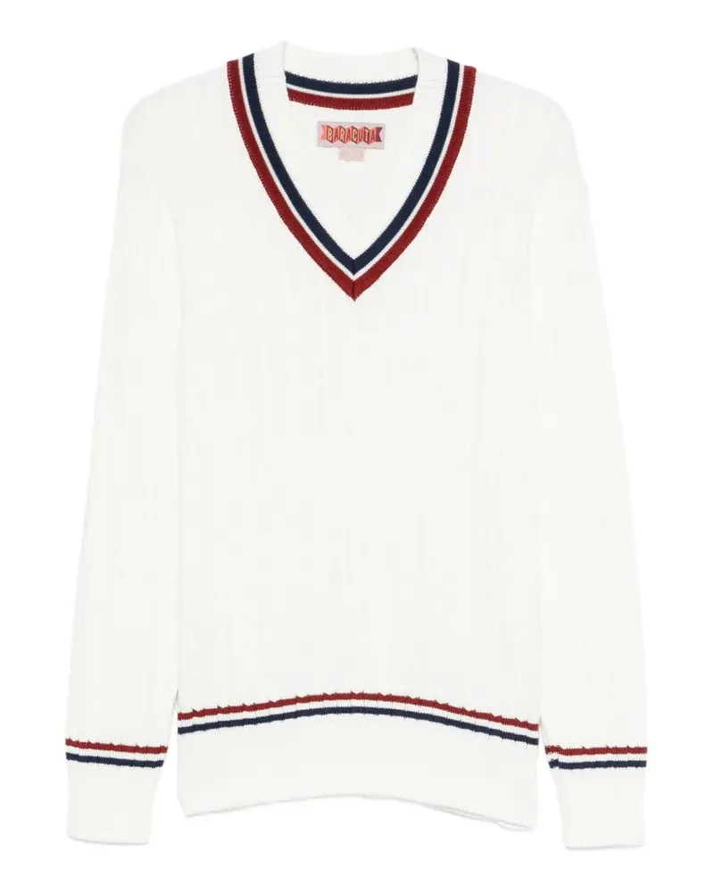 Baracuta V-neck cable-knit sweater - Weiß Weiß