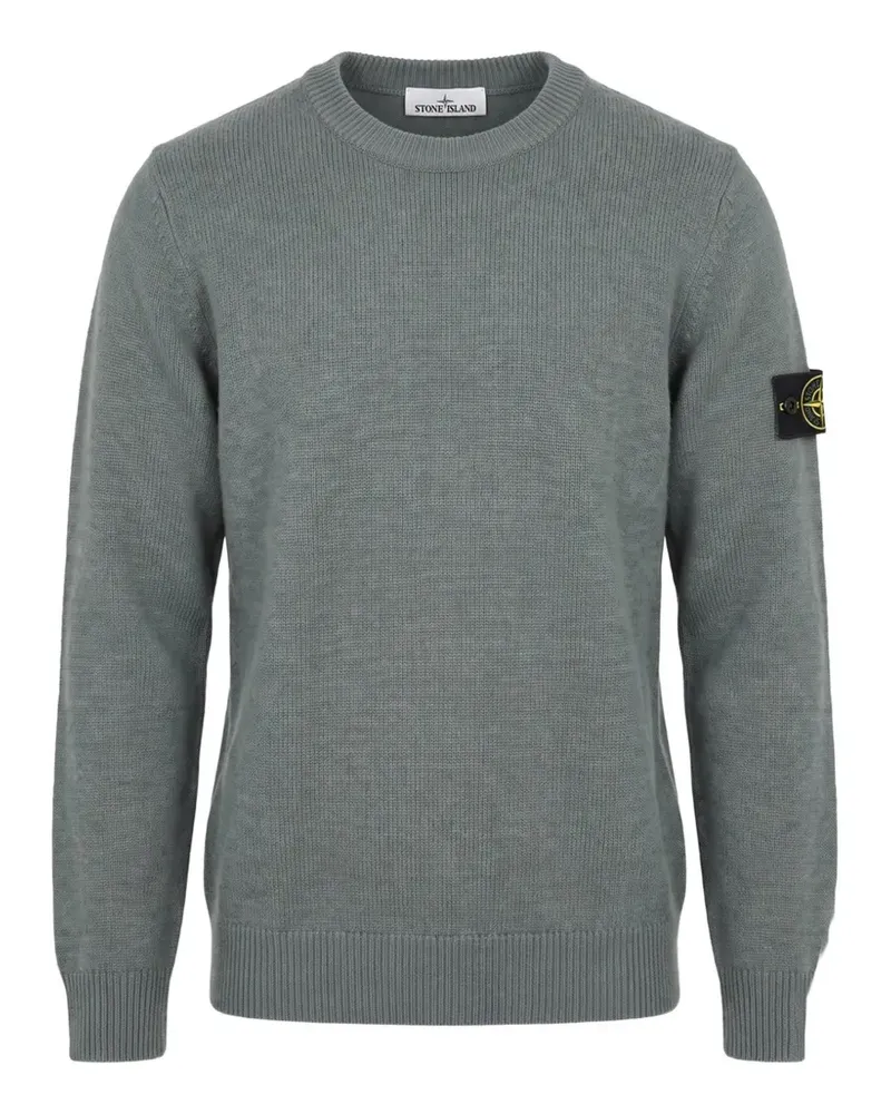 Stone Island 5100072 Pullover aus Lammwolle mit Rundhalsausschnitt und geripptem Besatz - Grün Grün