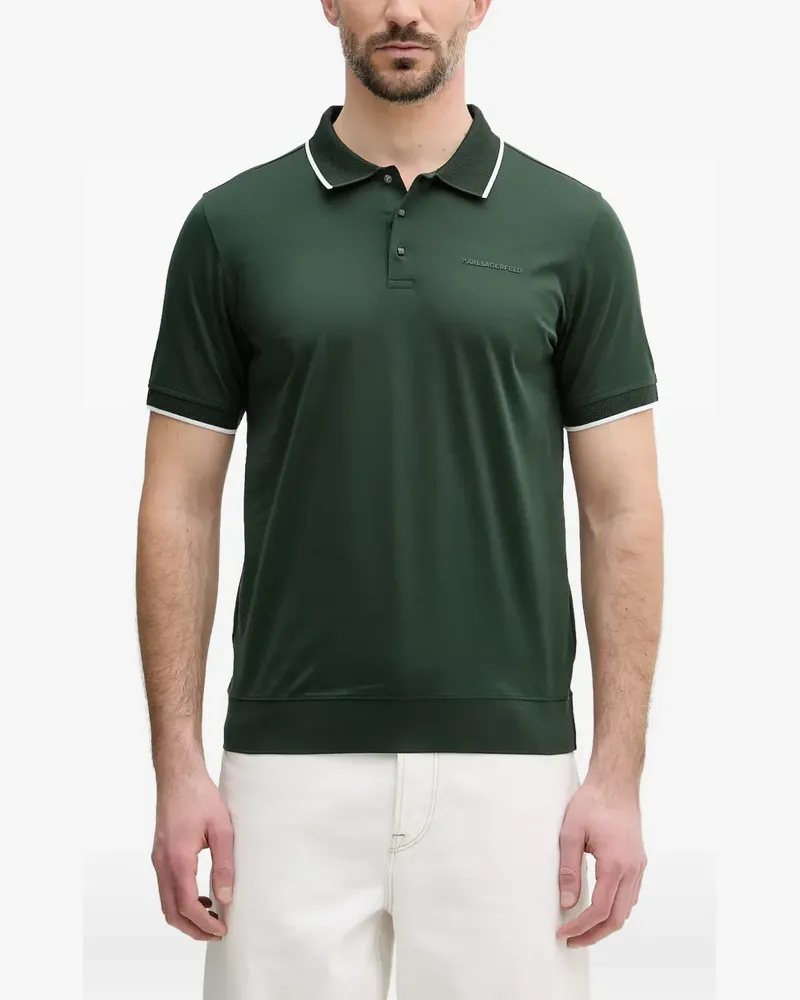 Karl Lagerfeld logo-print tipped polo shirt - Grün Grün